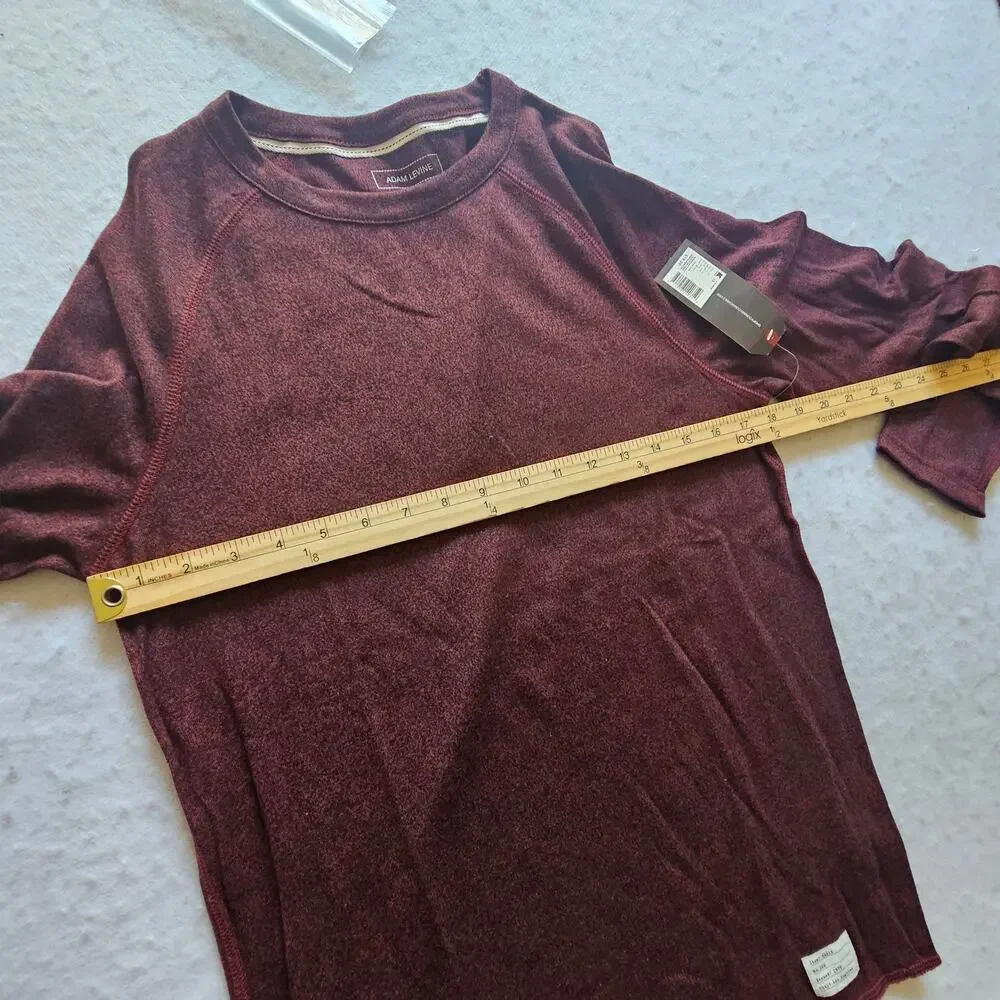 Adam Levine Men's Long Sleeve Top wRaw Hem Cranberry Black, Size Small - NEW